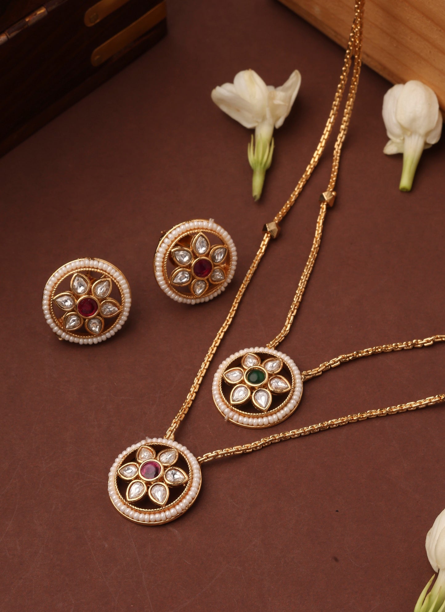 Two Layer Necklace with Round Pendants