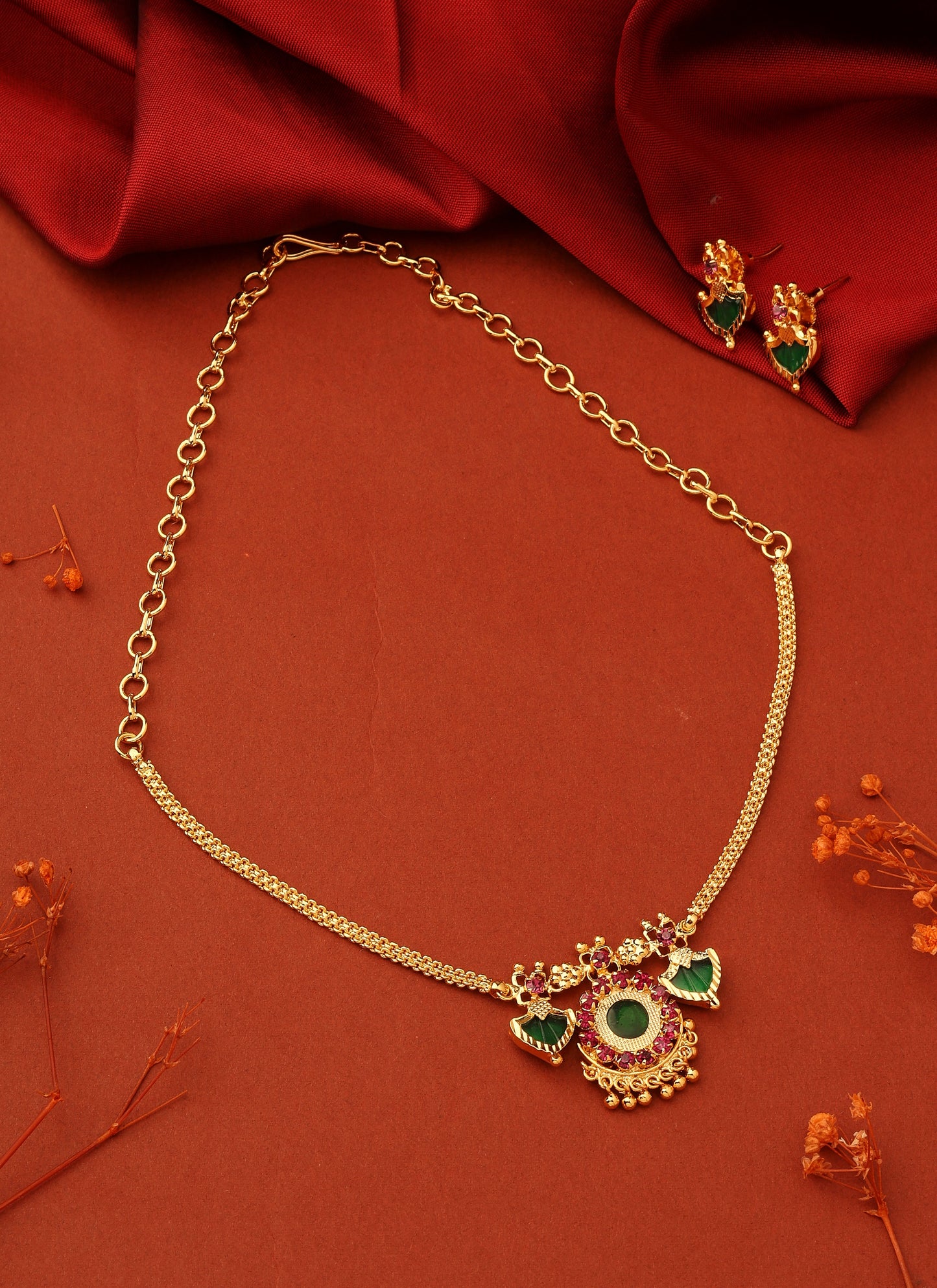 Gold Plated Two Palakka Necklace Set