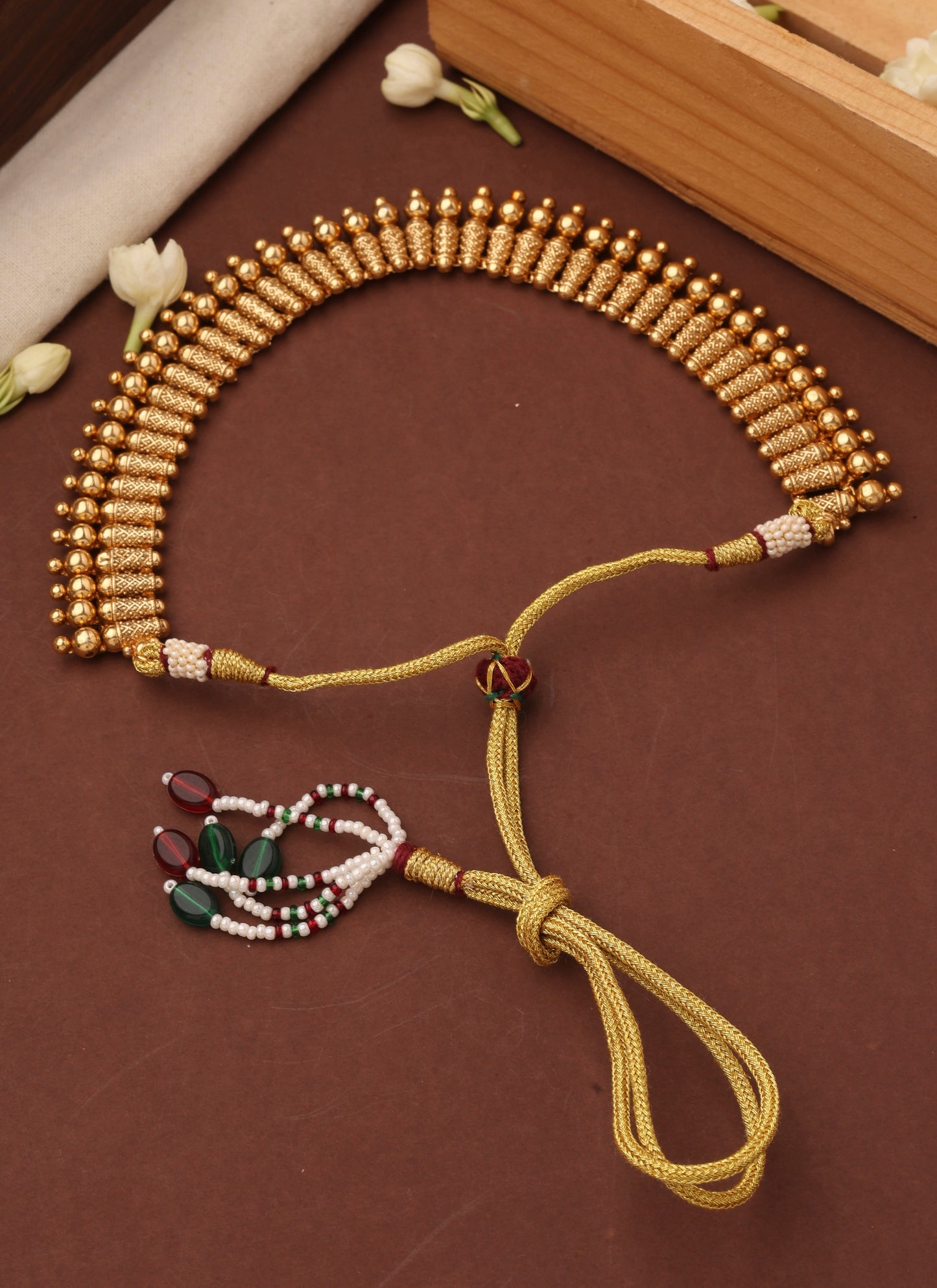 Gold Plated Temple Design Necklace Set