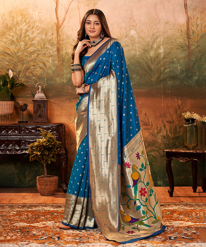 Royal Blue Charm Paithani Art Silk Saree
