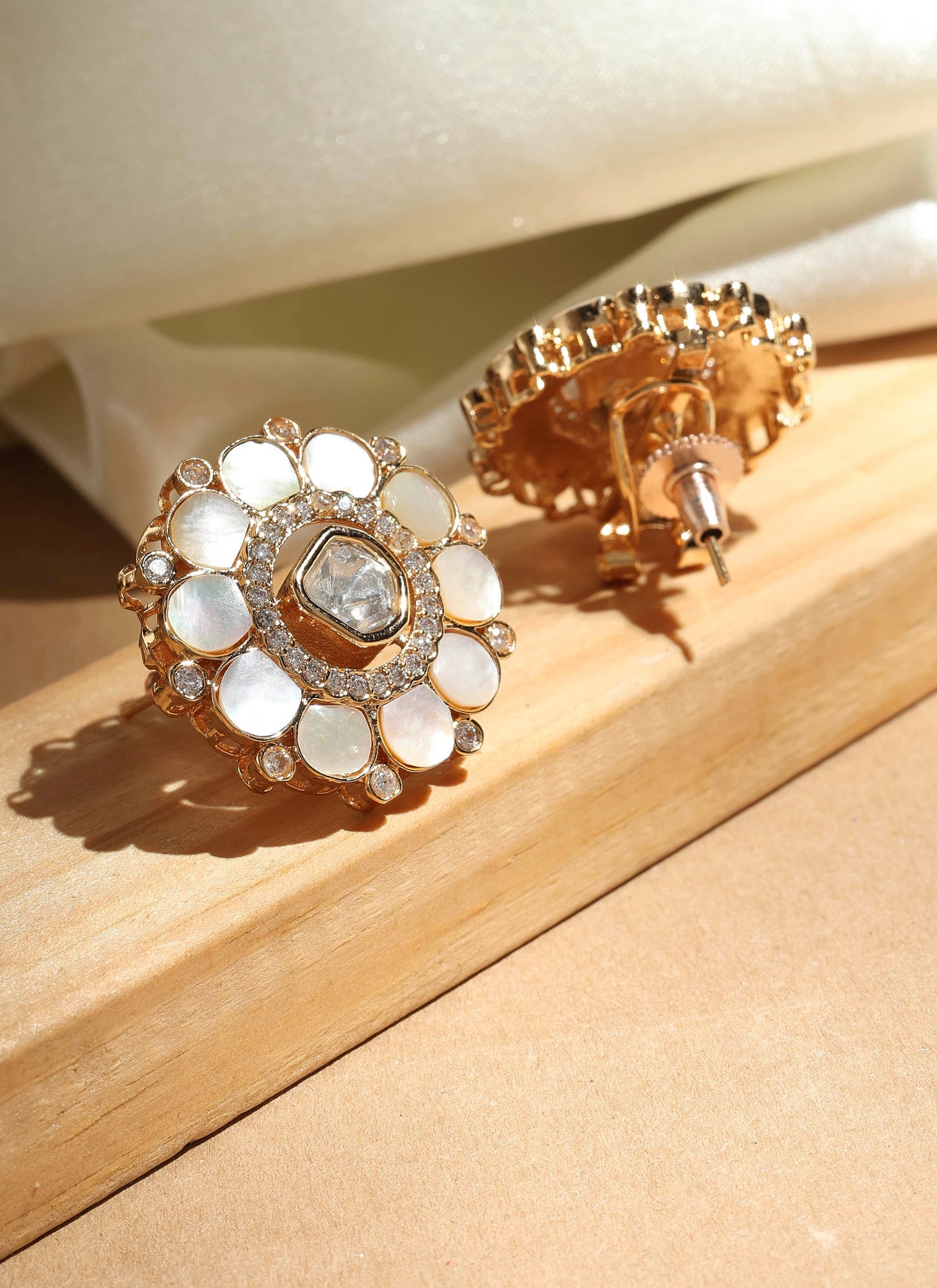 Statement Studs with Monalisa White Stones