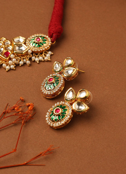 Kundan Choker Set with Meenakari Work