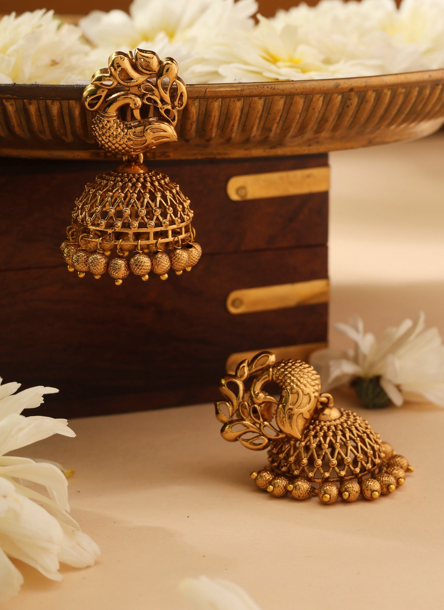 Gold Peacock Jhumkas