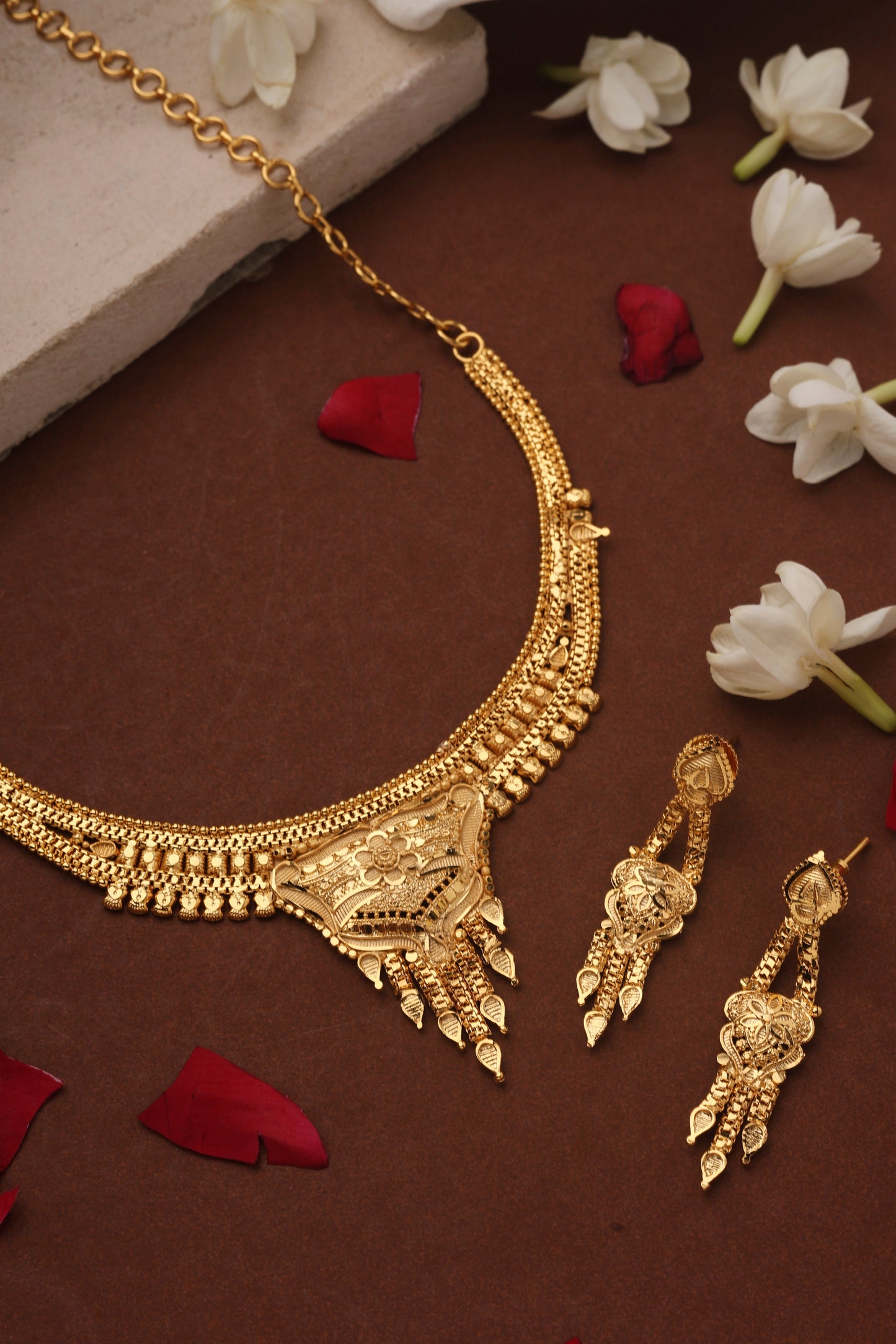 Gold Plated Choker with Floral Designs