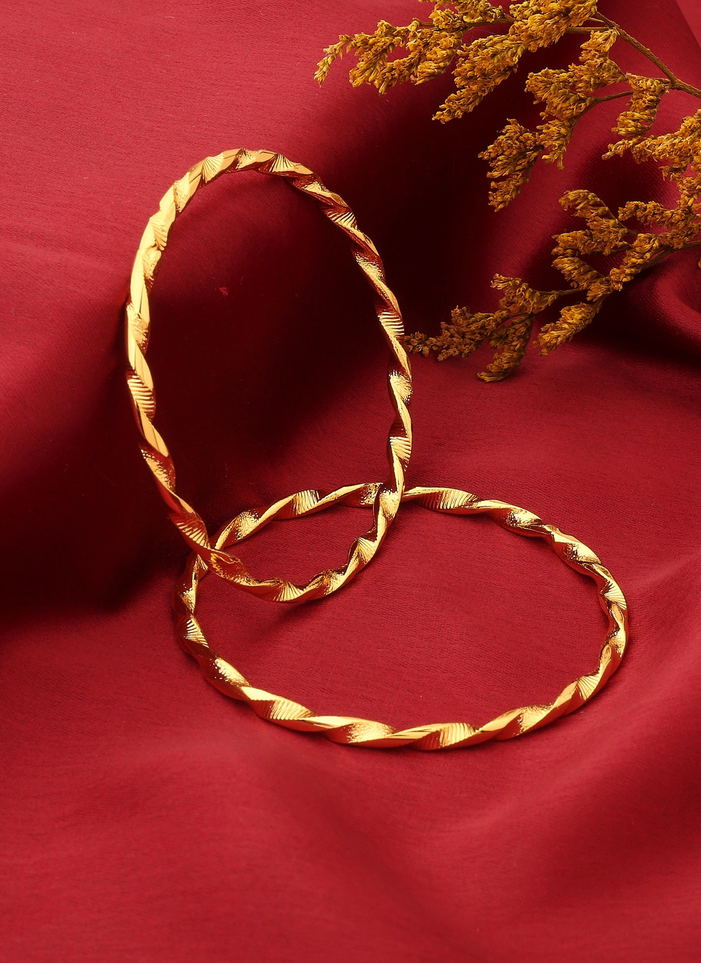 Elegant Gold-Plated Twisted Bangles