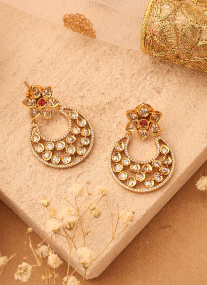 Gold Plated Earrings with American Stones