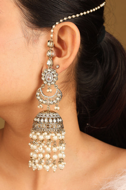 Rustic Gold Jhumkas with Pearls and American Diamonds