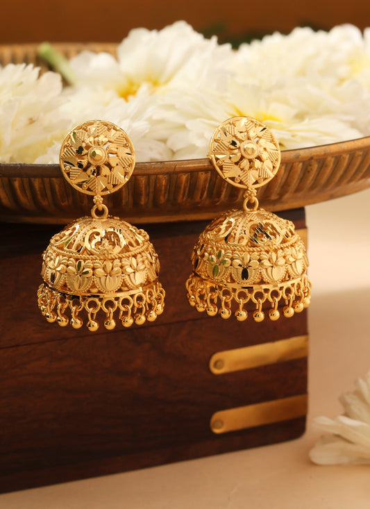 Golden Essence Jhumka Earrings