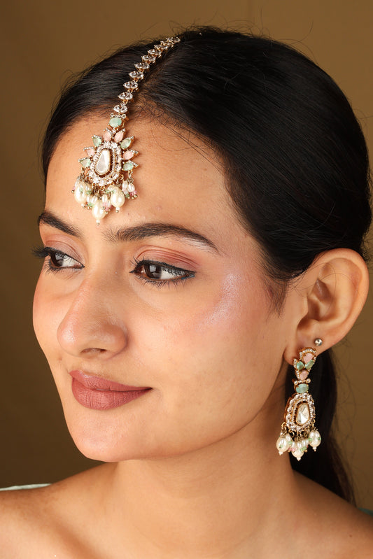 Pastel Colour Choker Necklace with American Stones for Bridal Look