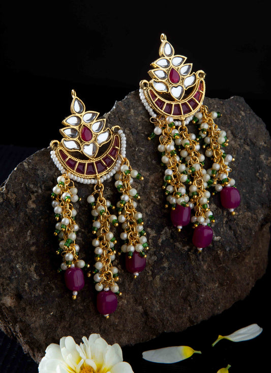 Kundan Pearl Chandbali Earrings