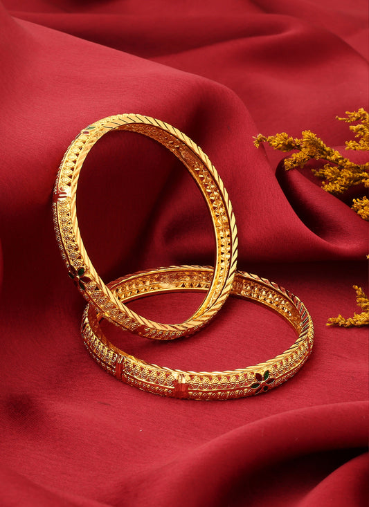 Gold-Plated Bangles with Floral Design
