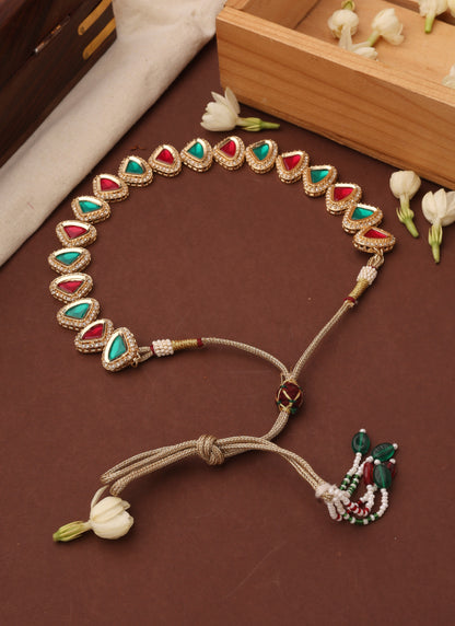 Kundan Multicolour Triangle Shape Necklace Set