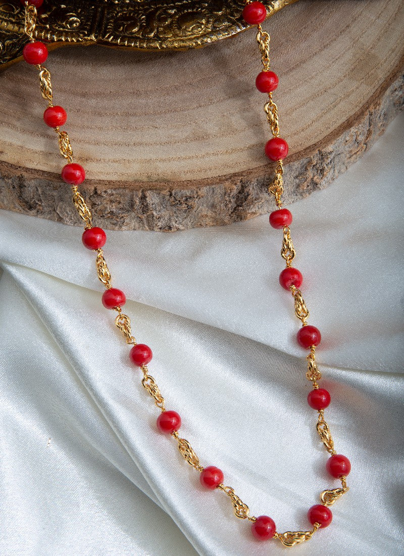 Gold Plated Necklace with Orange Bead