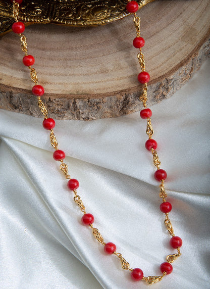 Gold Plated Necklace with Orange Bead