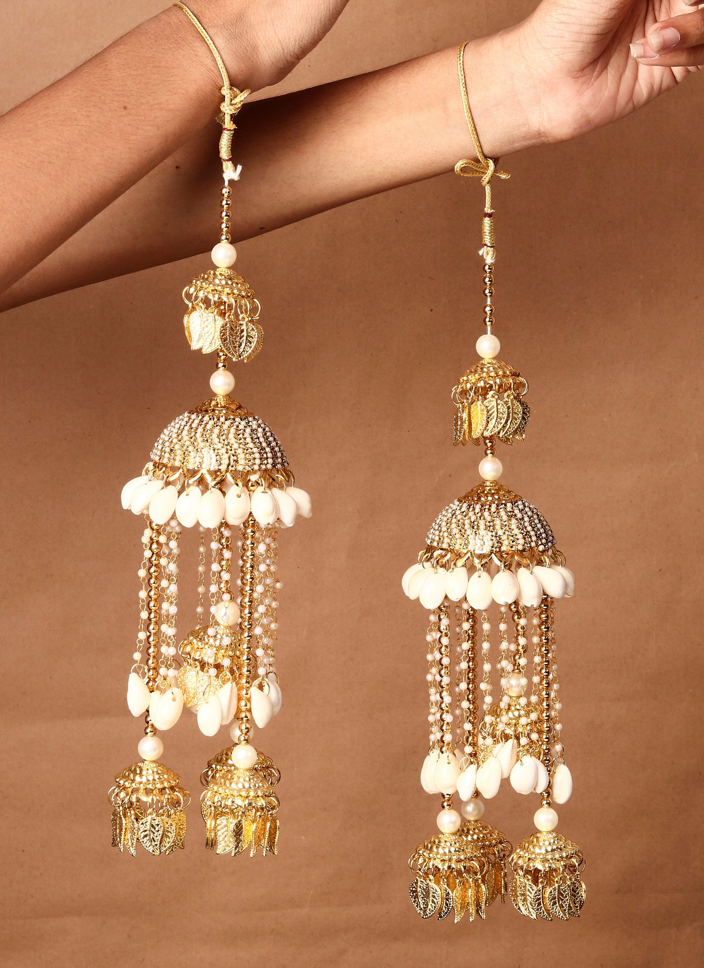 Set Of two Gold-Plated & Sea Shell Beaded Kaleera