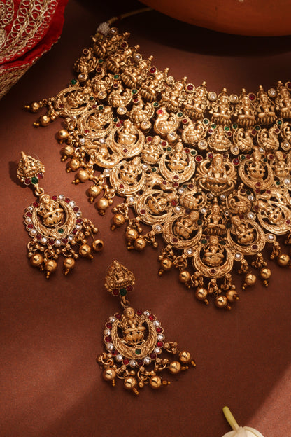 Bridal Choker with Laxmi Motif Temple Jewellery