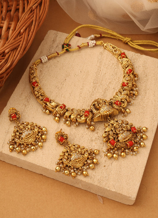 Floral Lakshmi Blossom Necklace Set