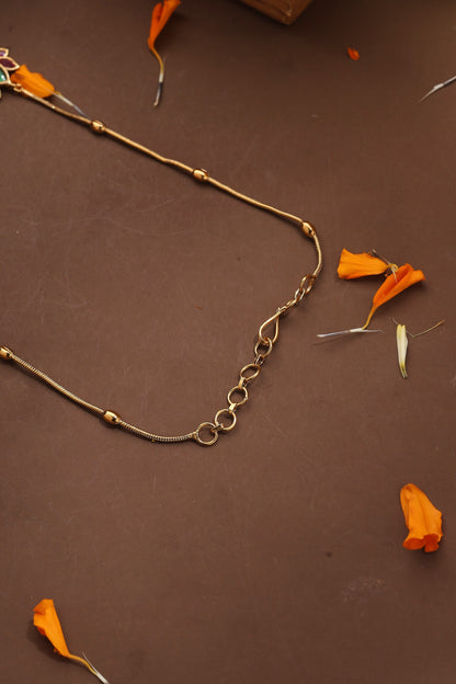 Two Layer Necklace with Lotus Motif