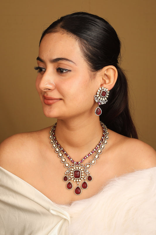 Royal Red Kundan Necklace Set