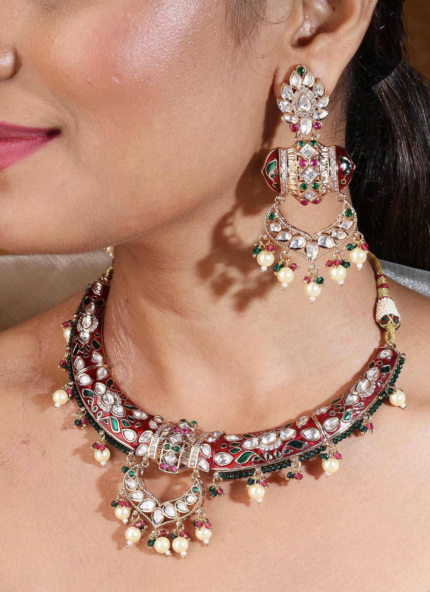 Hasli Choker with Meenakari Work and Kundan Stones