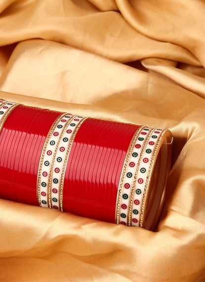 Women Set of 48 Maroon & Gold-Plated Bridal Chuda Bangles