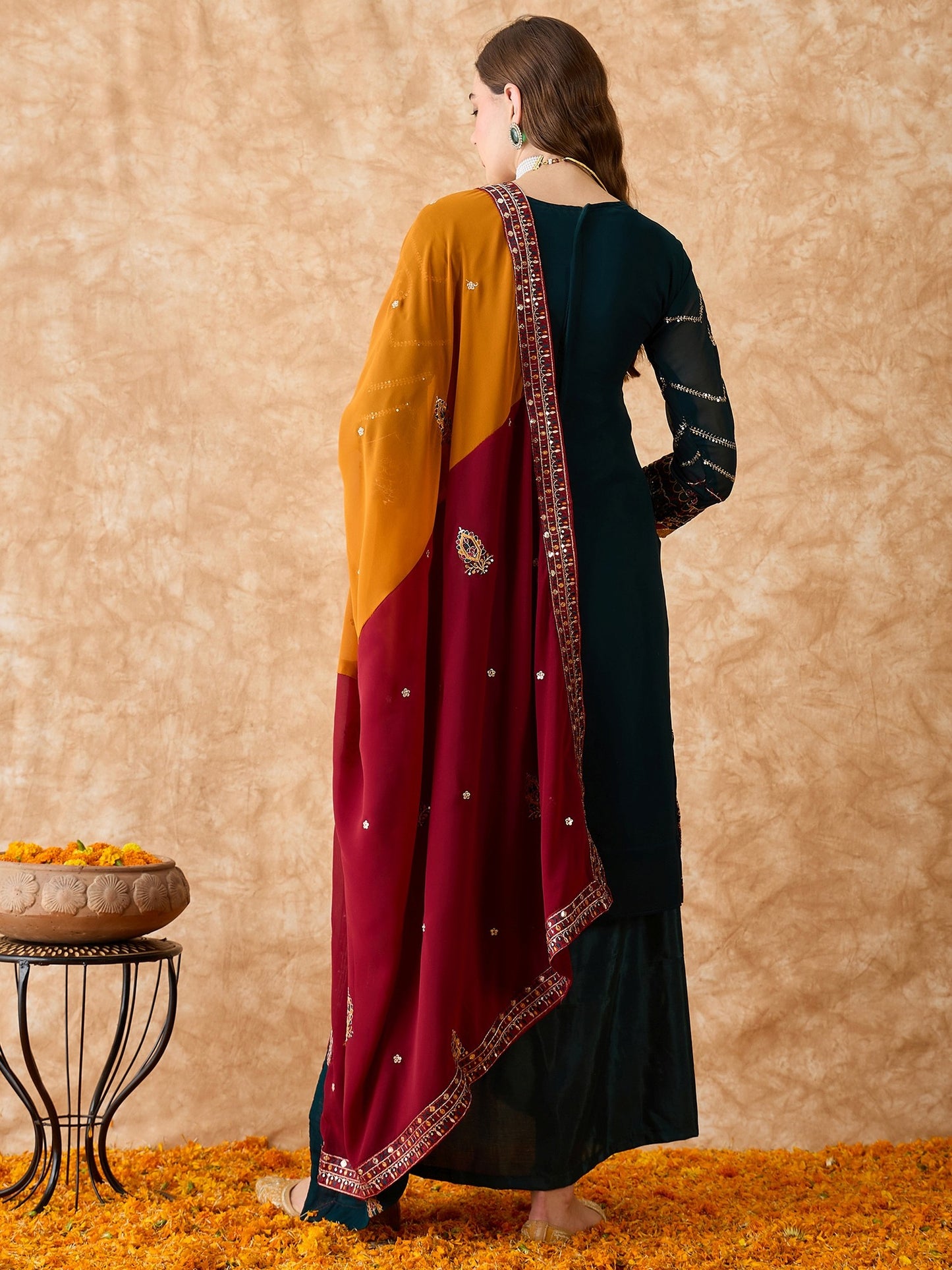 Semi Stitched Pakistani Suit in Rama Georgette