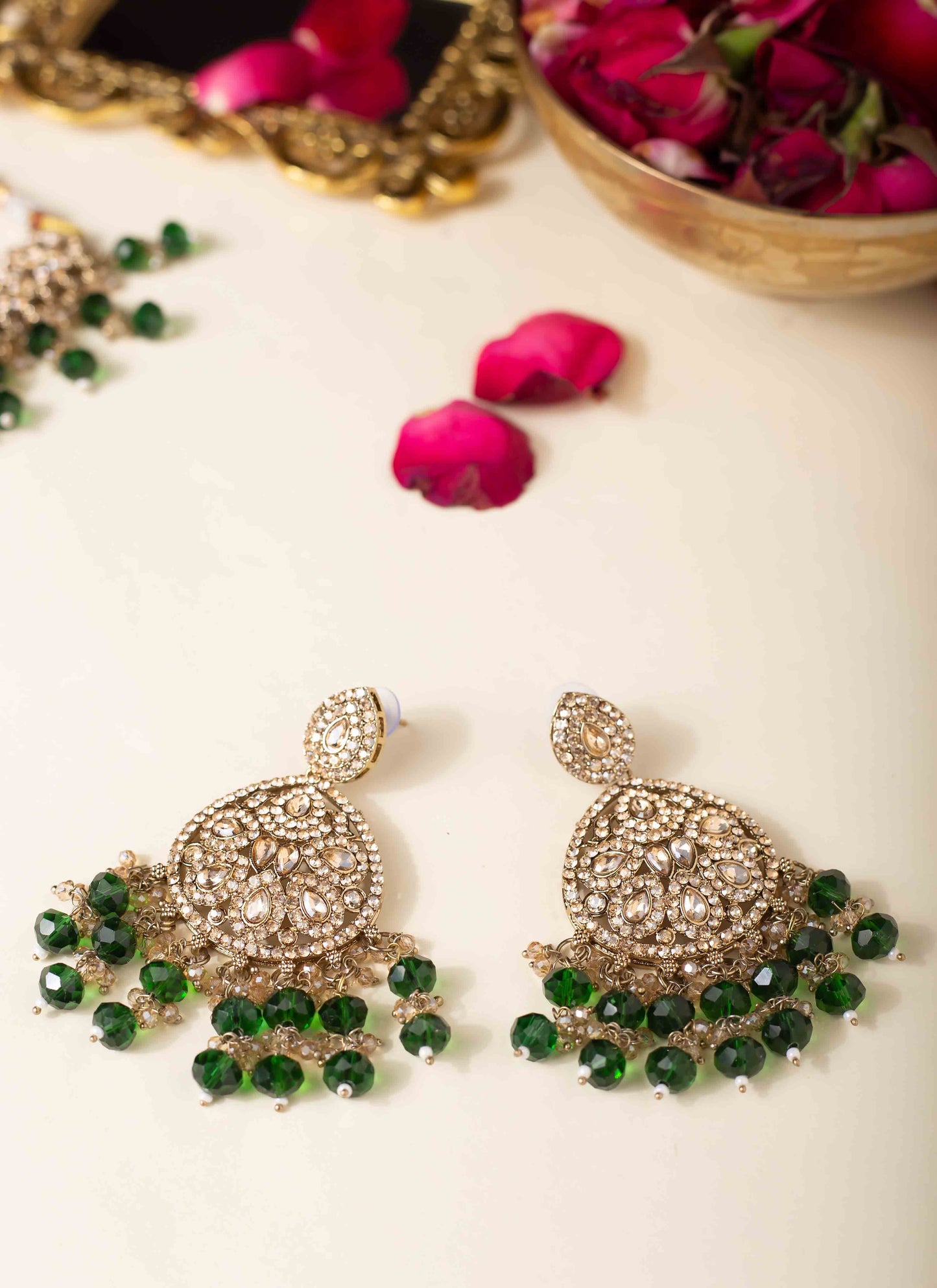 Emerald Kundan Glamour Set