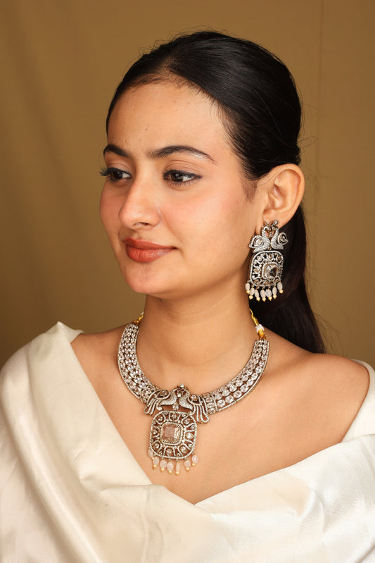 American Diamond Necklace Set with Pastel Coloured Stones