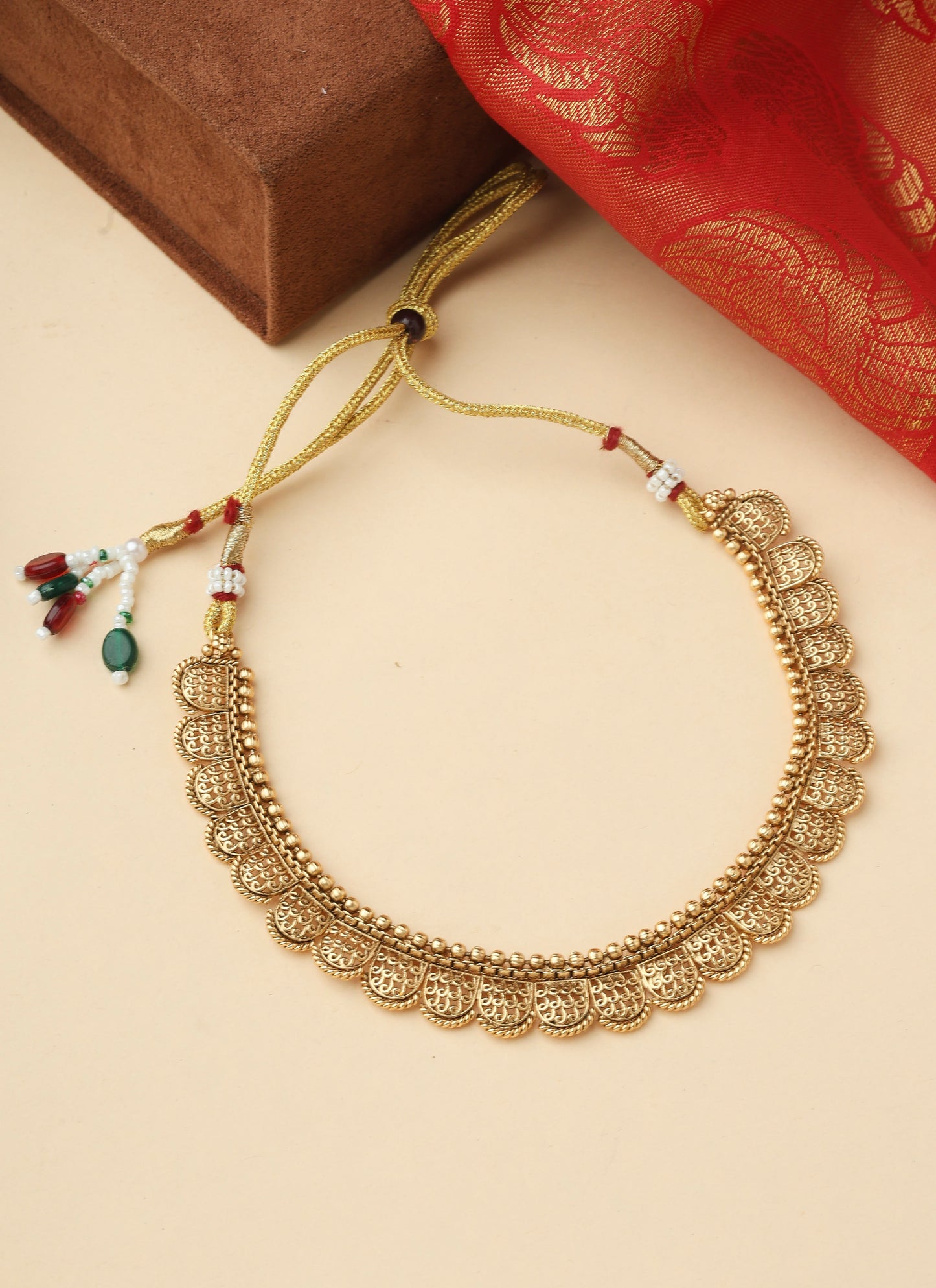 High Gold Necklace Set with Matching Earrings