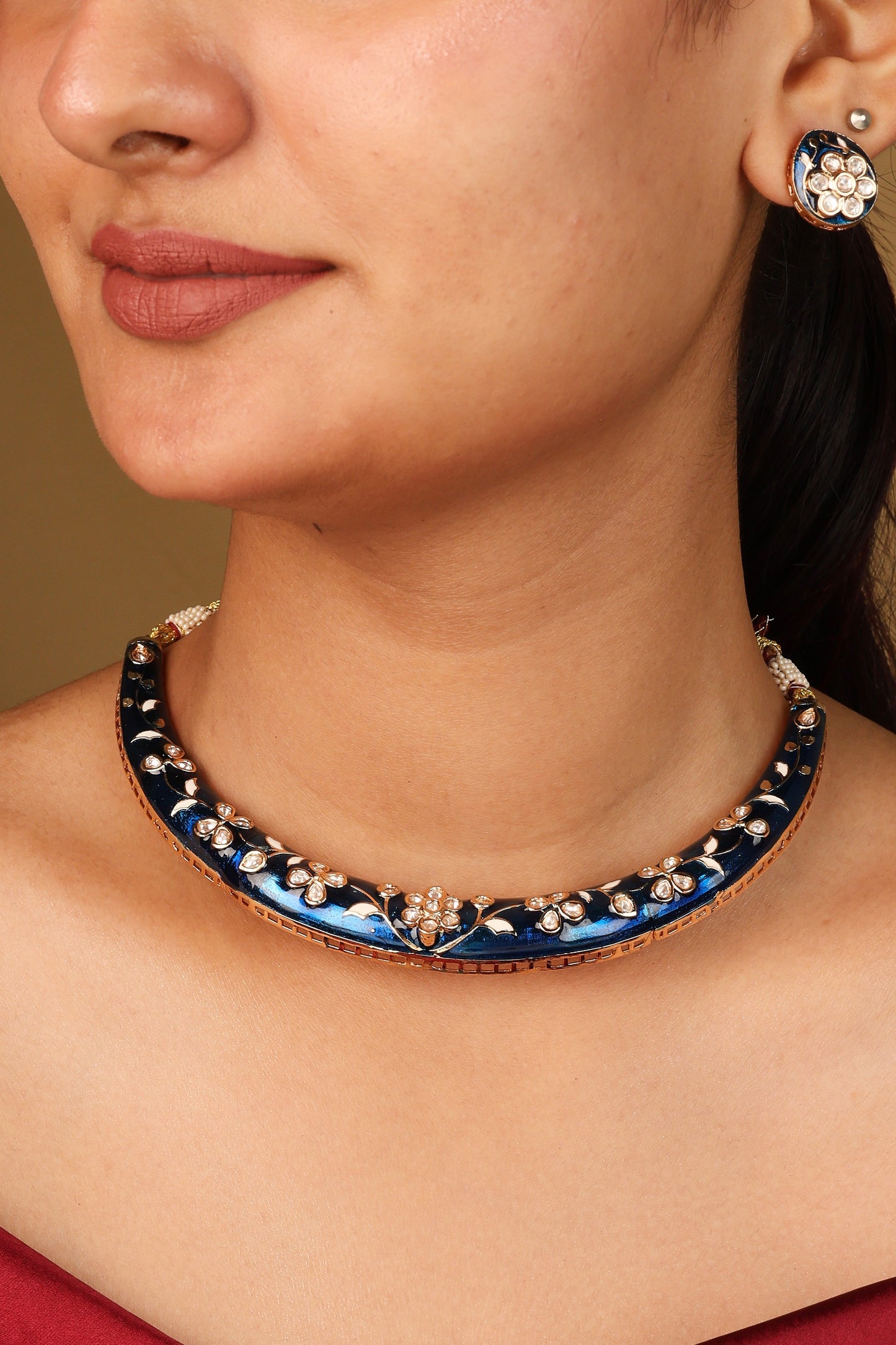 Blue Meenakari Hasli Choker Necklace