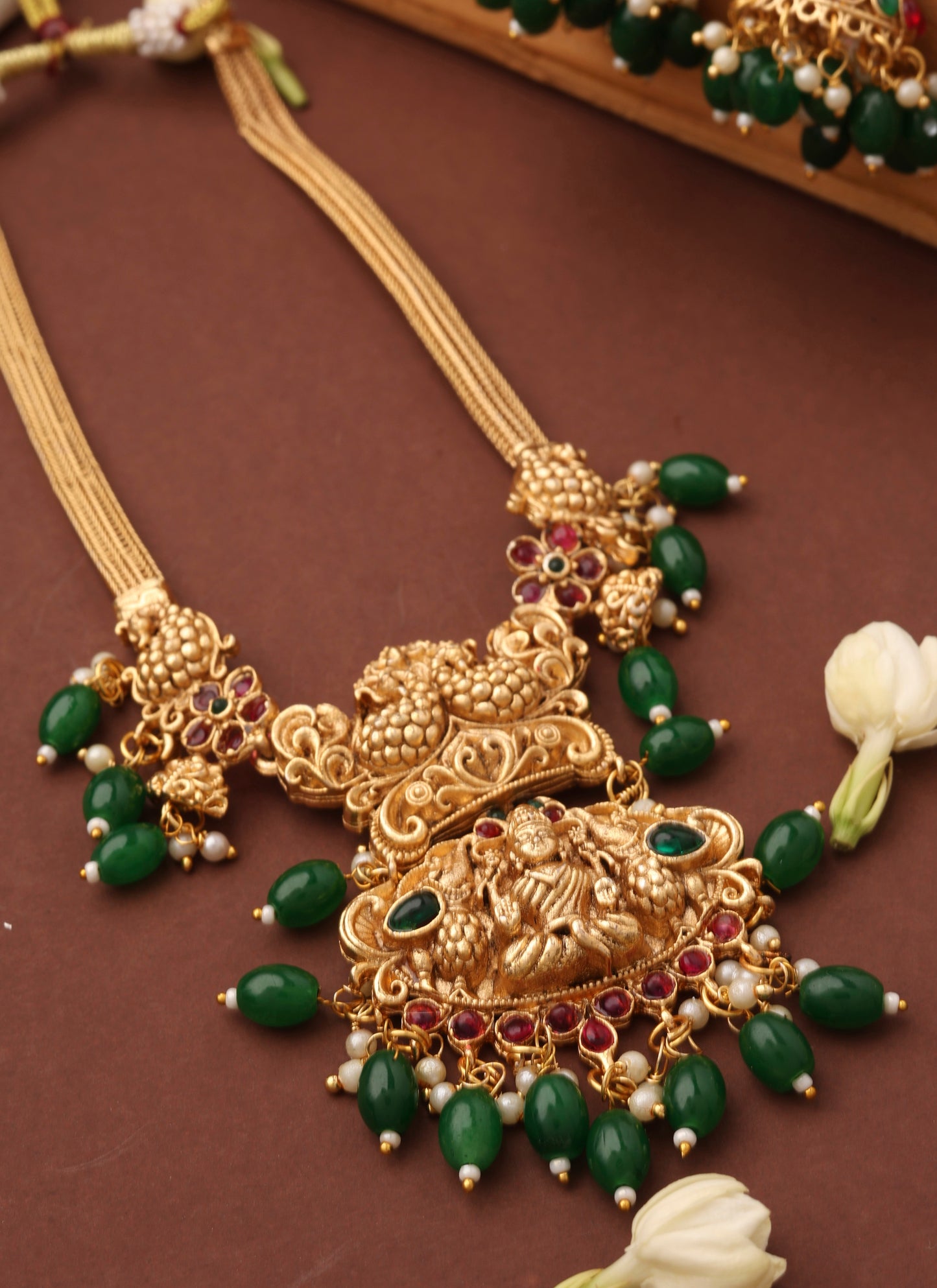 Temple Necklace Set with Laxmi Motif Pendant