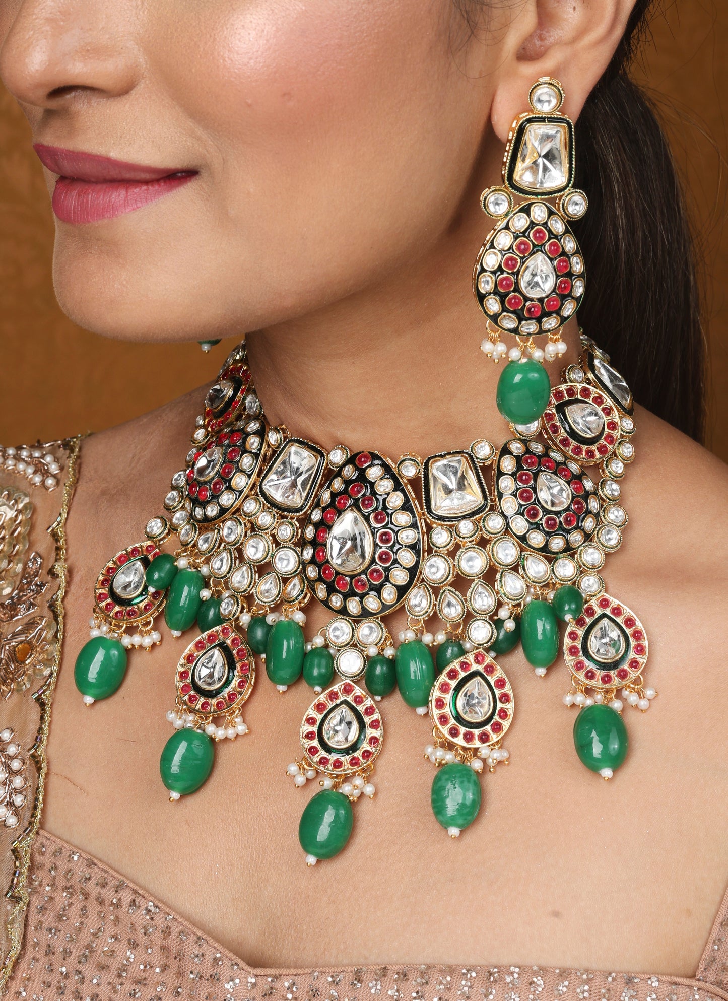 Bridal Jewellery Kundan Choker with Jaipur Jadau