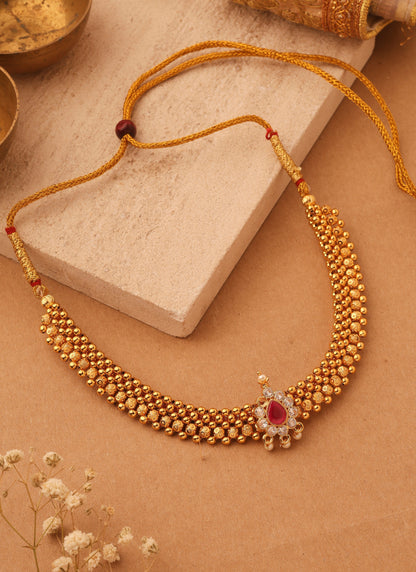 Floral Harmony Gold Plated Necklace with Jhumkis