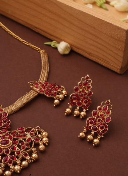 Red Stone Kemp jewellery Necklace Set