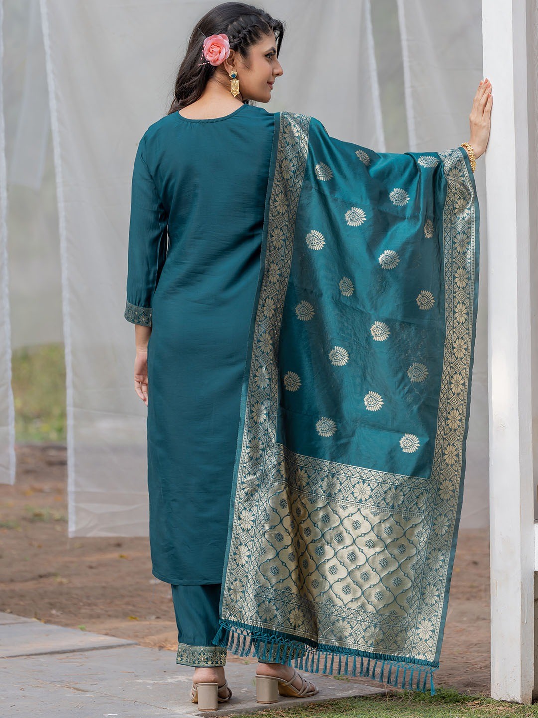 Rama Rayon Jacquard Kurta Pant with Dupatta