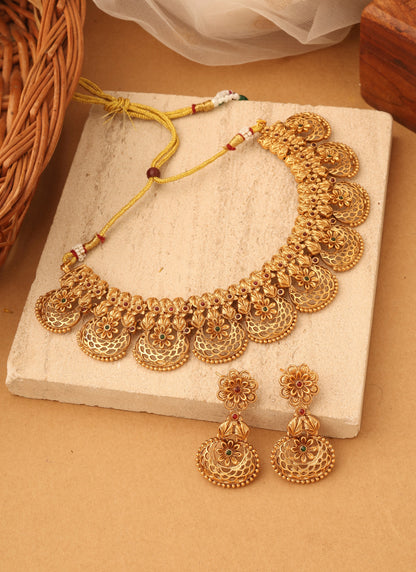 Subtle Elegance Gold Plated Necklace Set