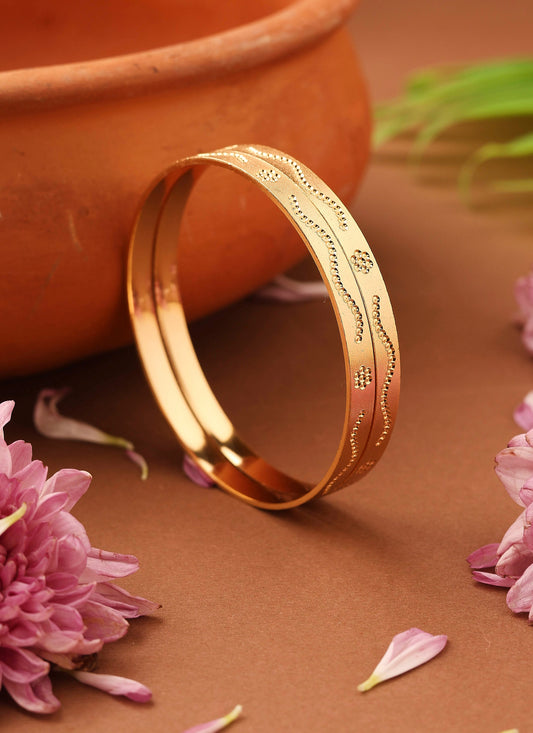 Gold-Plated Plain Bangles with Self-Design Pattern