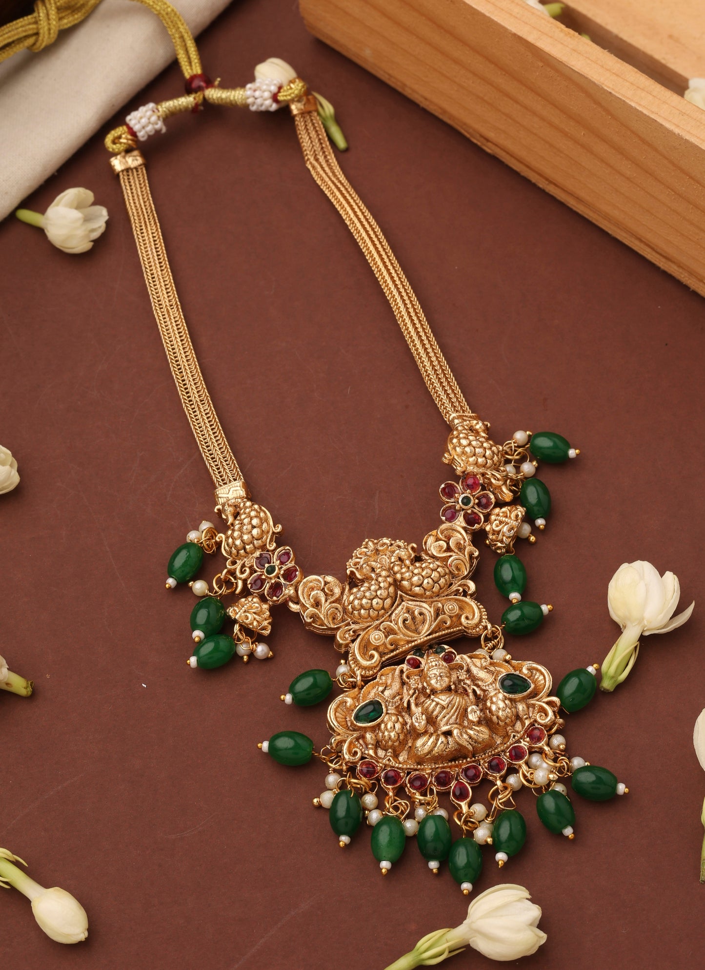 Temple Necklace Set with Laxmi Motif Pendant