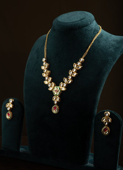 Kundan Necklace Set with Meenakari Detailing