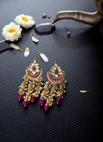 Kundan Pearl Chandbali Earrings