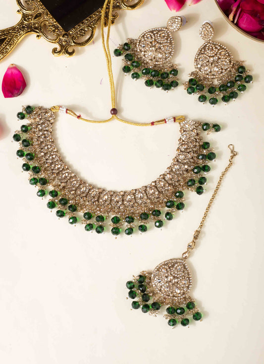 Emerald Kundan Glamour Set