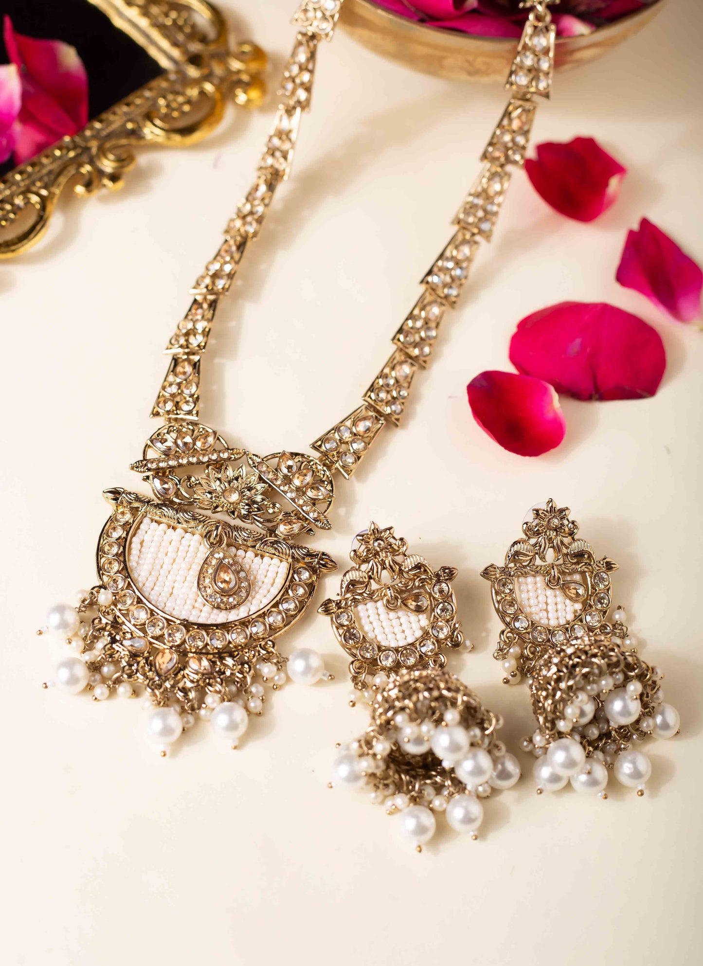 Gold Plated Kundan Long Necklace Set