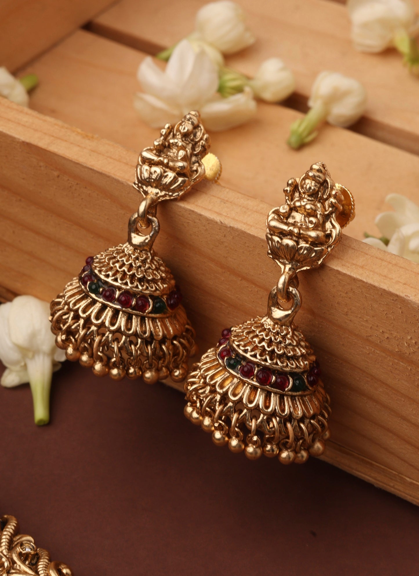 Statement Temple Necklace Set with Laxmi Motif Pendant