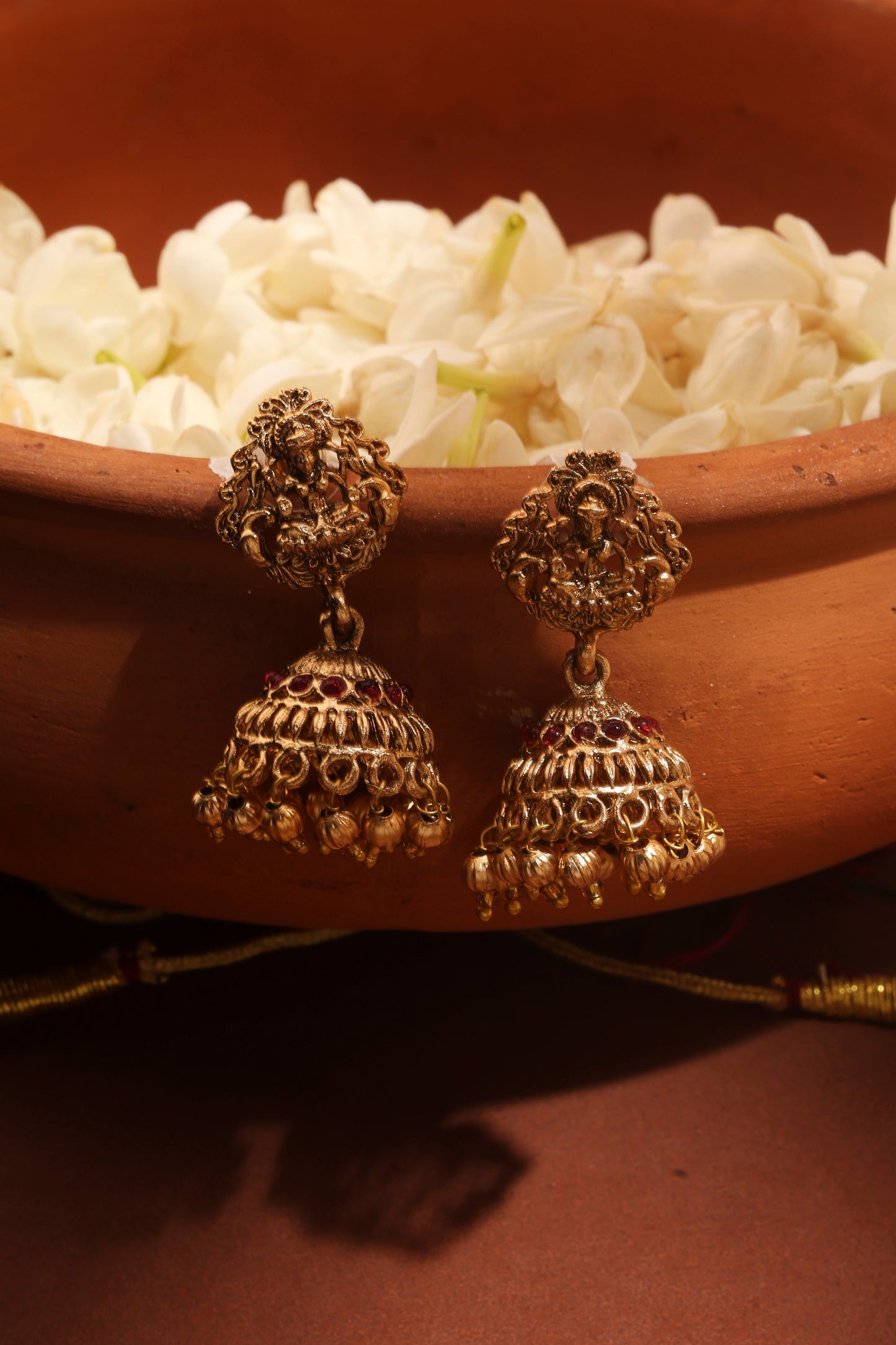 Gold Plated Temple Necklace Set with Peacock Motif