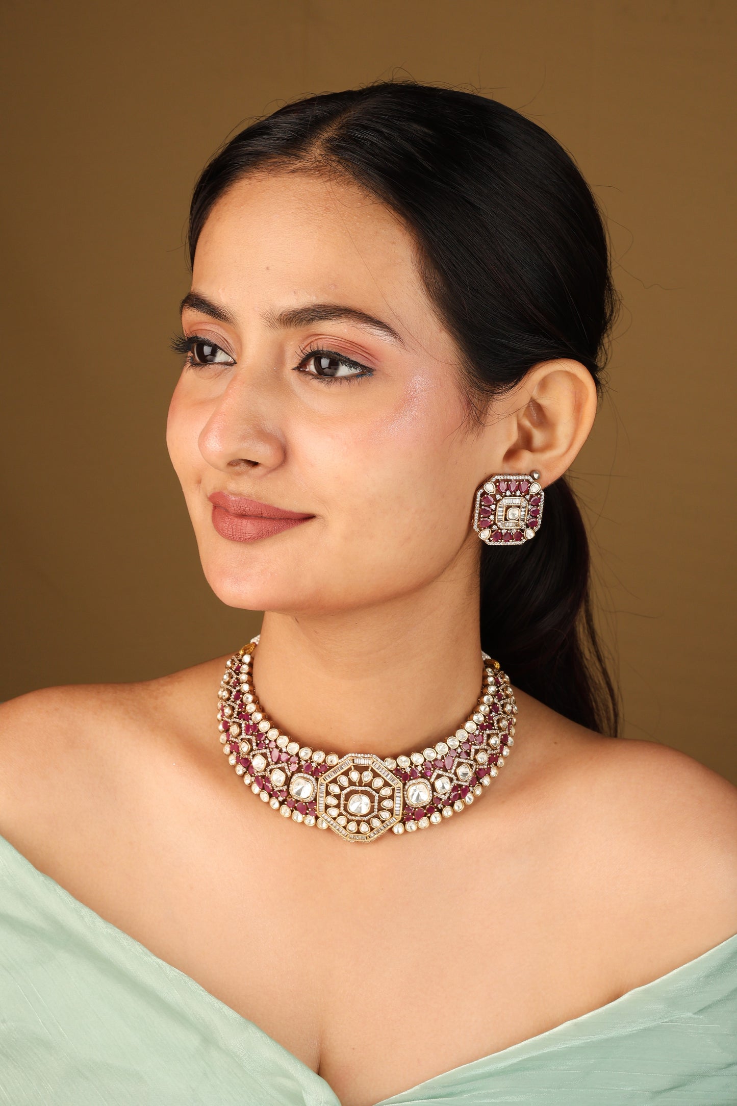 Statement Choker with American Diamond Stones