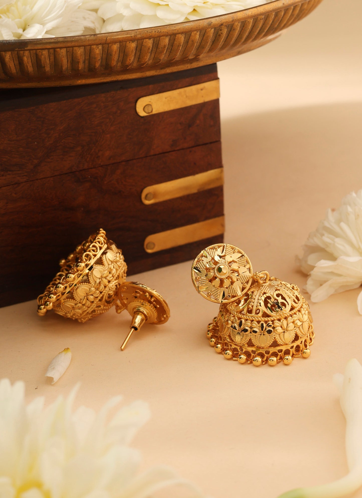 Golden Essence Jhumka Earrings