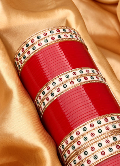 Women Set of 48 Maroon & Gold-Plated Bridal Chuda Bangles
