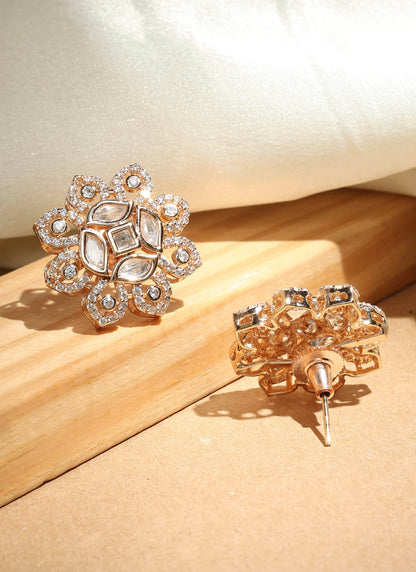 Floral Stud Earrings with American Stones