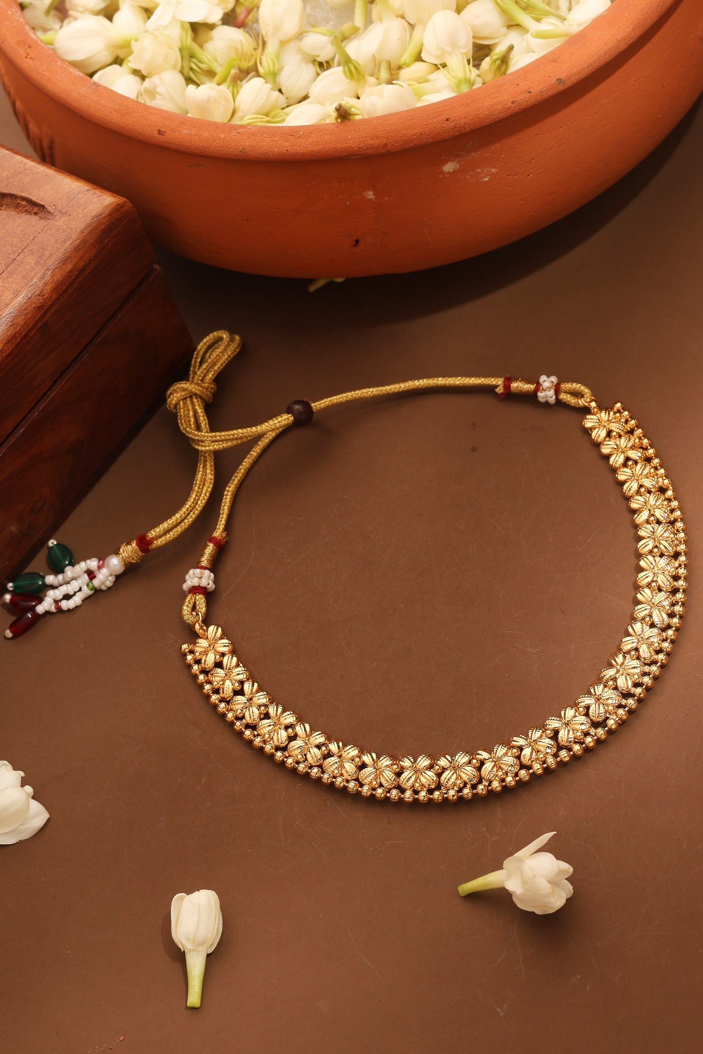 Gold Plated Temple Design Necklace Set