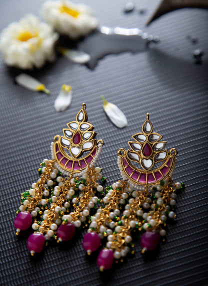 Kundan Pearl Chandbali Earrings